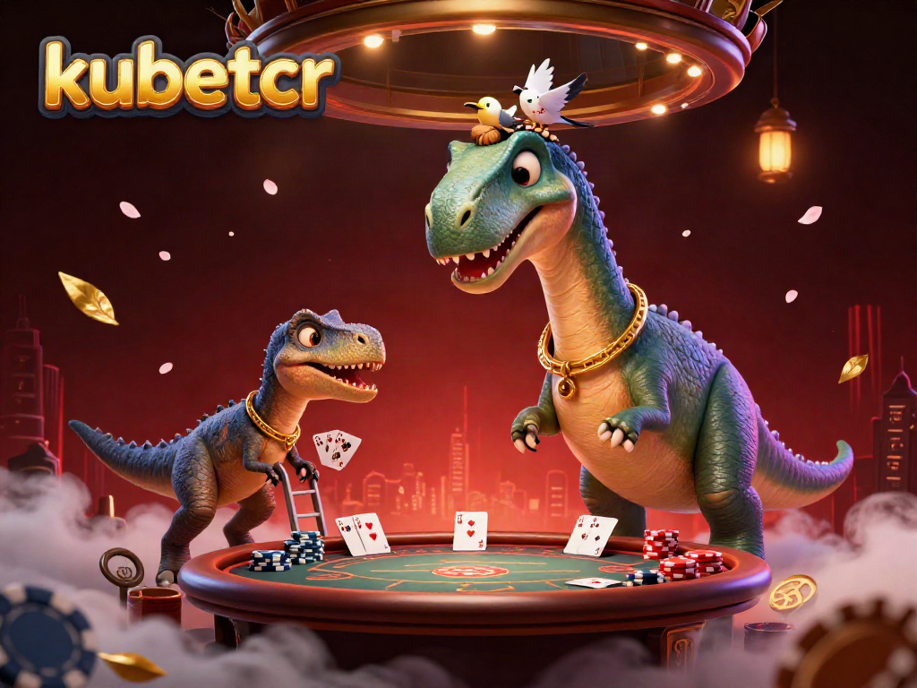 Experience thrilling poker action with kubetcr, featuring vibrant casino elements and lively characters.