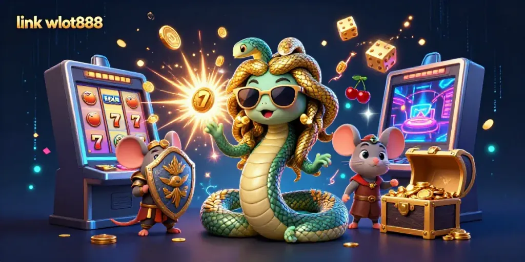 Menangkan jackpot dengan link wslot888 dalam ilustrasi penuh warna dan detail 3D dari permainan slot online.