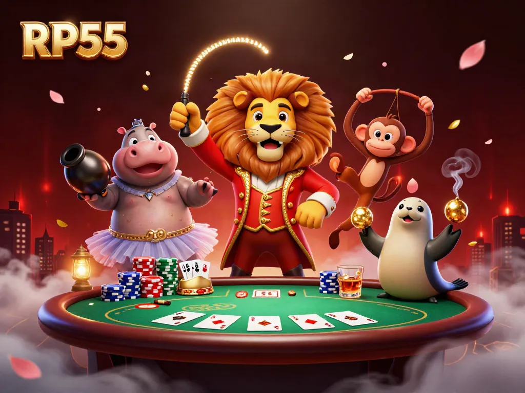 Engaging gambling scene featuring RP55 characters amidst vibrant poker elements