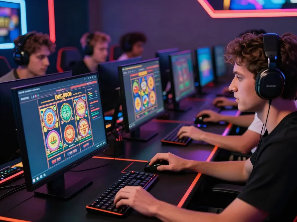 Players enjoying exciting slot gacor games in a vibrant online gaming setup.