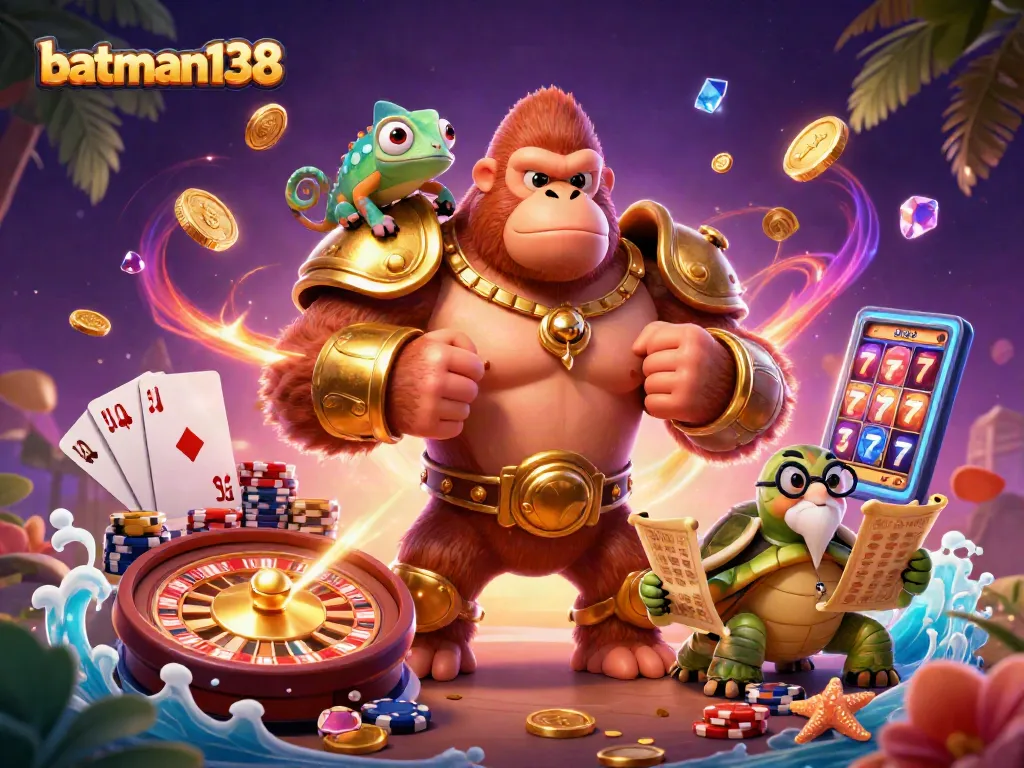 Experience winning strategies at batman138 with dynamic 3D illustration of casino excitement.