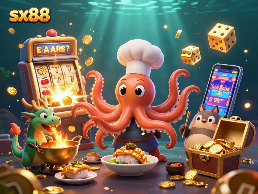 Savor the excitement of sx88 with vibrant characters and dynamic casino game elements, celebrating big wins.