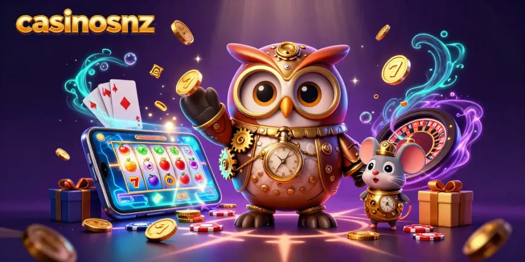 Experience the excitement of casinosnz with steampunk owls and thrilling slot games.