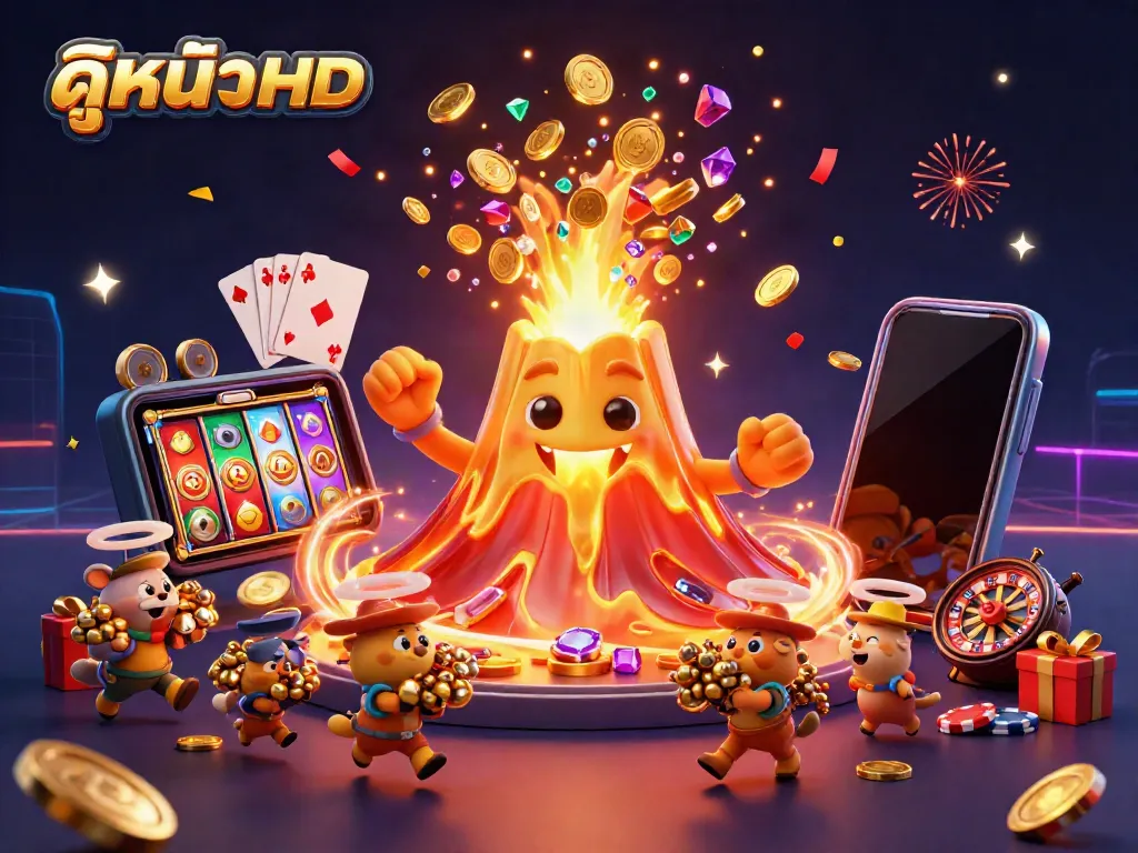 Engage with ดูหนังHD as golden coins erupt in a wild casino fantasy scene.