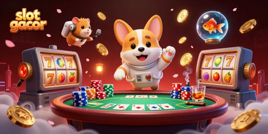 Bermain slot gacor dengan suasana kasino luar angkasa yang penuh energi, dipenuhi dengan karakter 3D yang unik.
