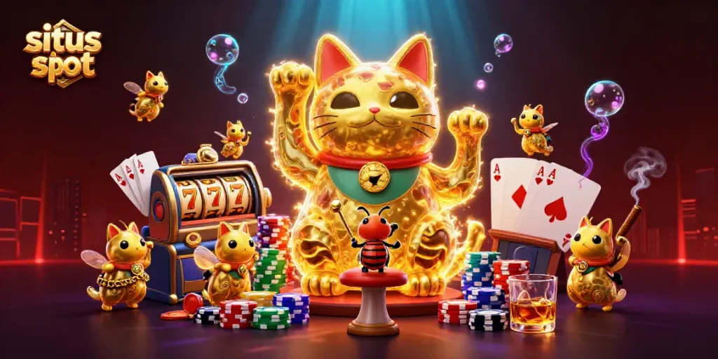 Kalahkan peluang di situs slot dengan simbol keberuntungan dan karakter kartun 3D yang ceria.