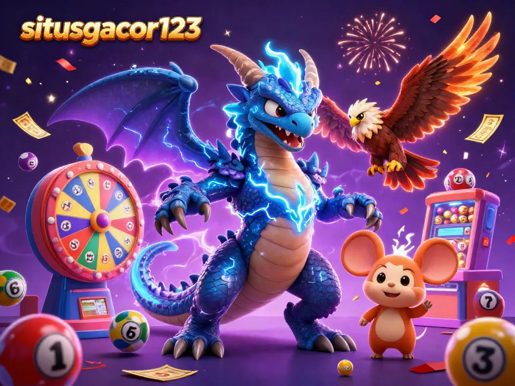 Engage with situsgacor123 through an exciting illustration of a dynamic casino scene featuring thrilling characters and gaming elements.