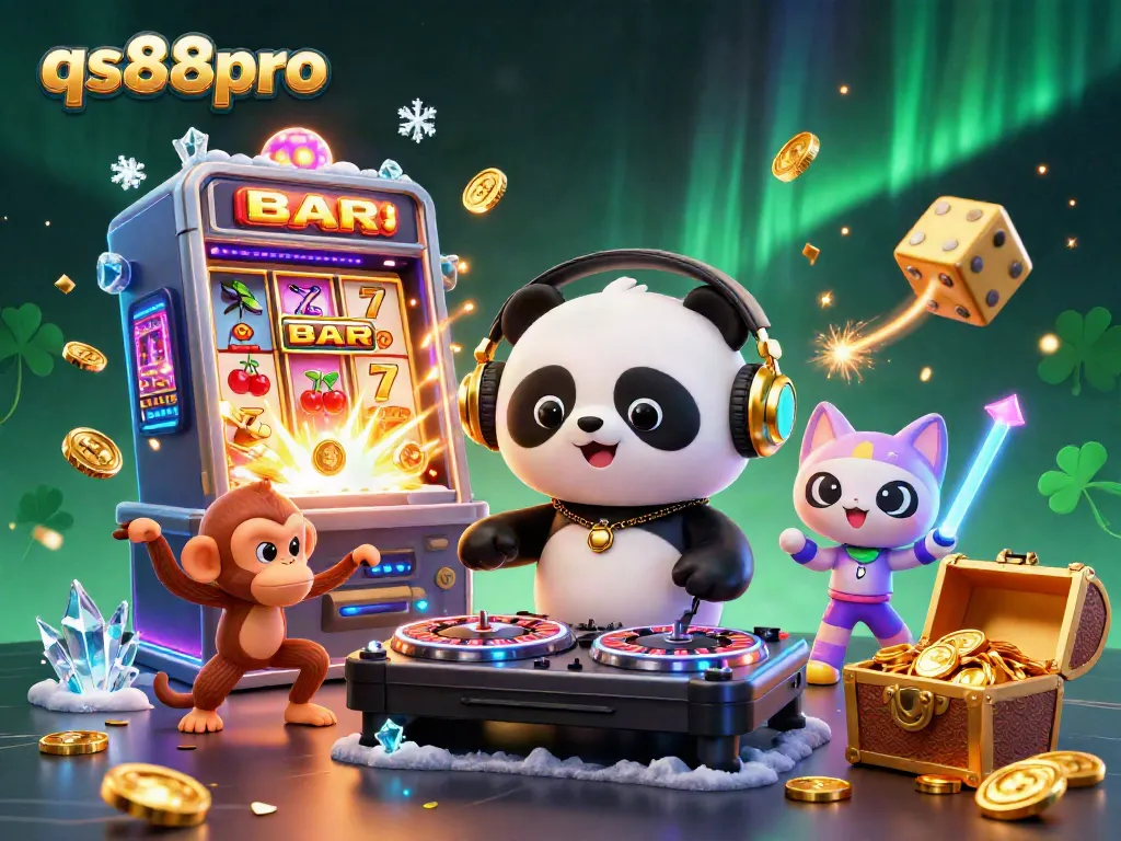 Experience exciting gameplay with qs88pro as the DJ panda spins roulette wheels in a vibrant casino setting.
