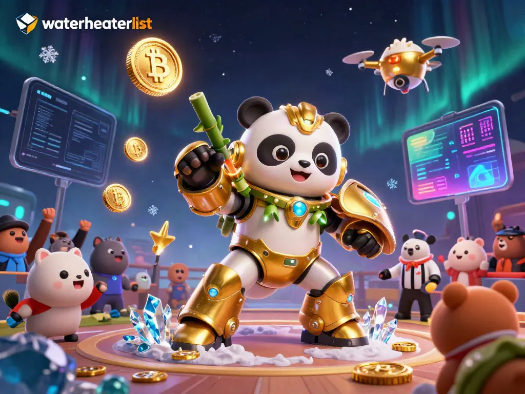 Experience thrilling wins at waterheaterlist with dynamic golden panda mech and crypto-themed elements.