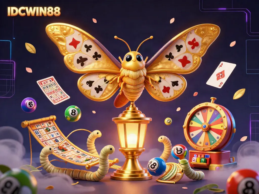 Experience thrilling gameplay with IDCWIN88's vibrant casino and lottery scene featuring magical elements.
