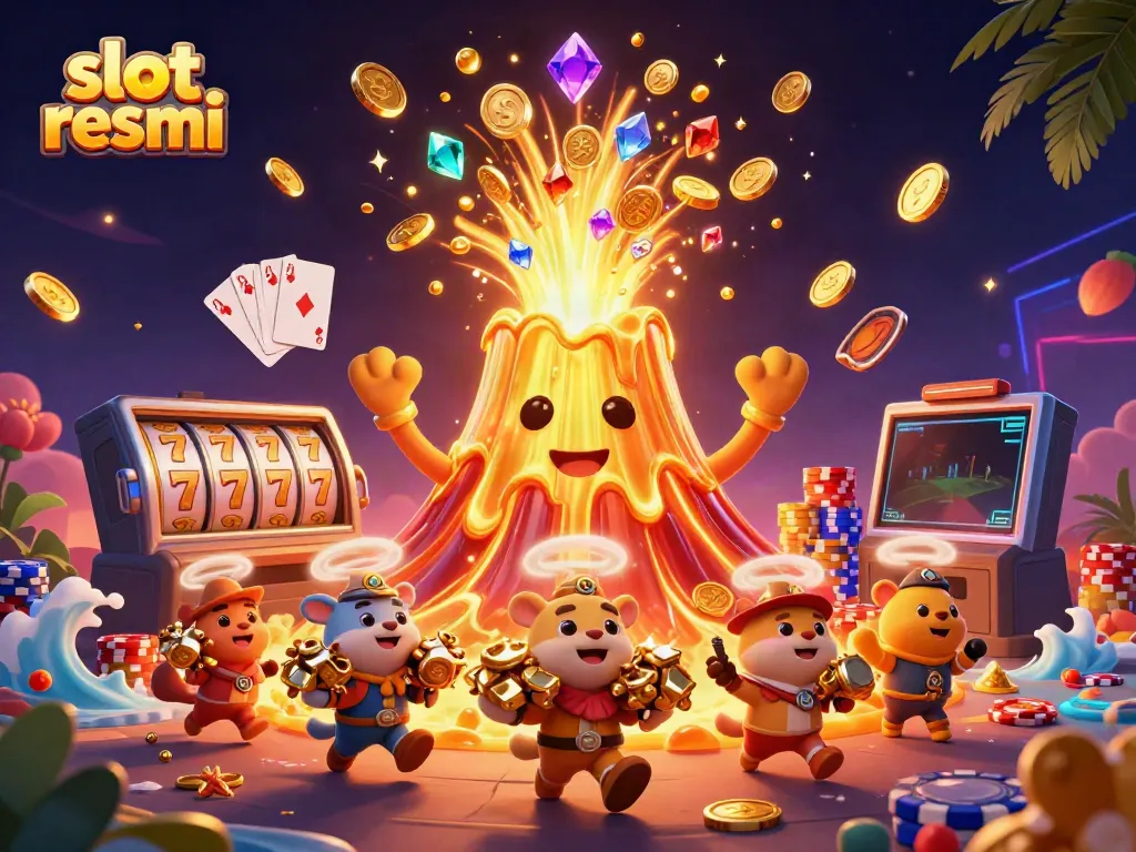 Experience the action of slot resmi as gold coins and treasures erupt from a magical volcano.