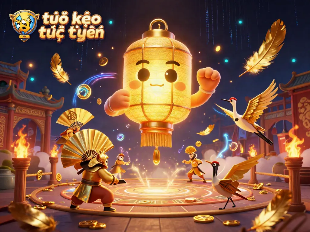 Experience tỷ lệ kèo trực tuyến with a vibrant animated scene of spirited characters and casino elements.