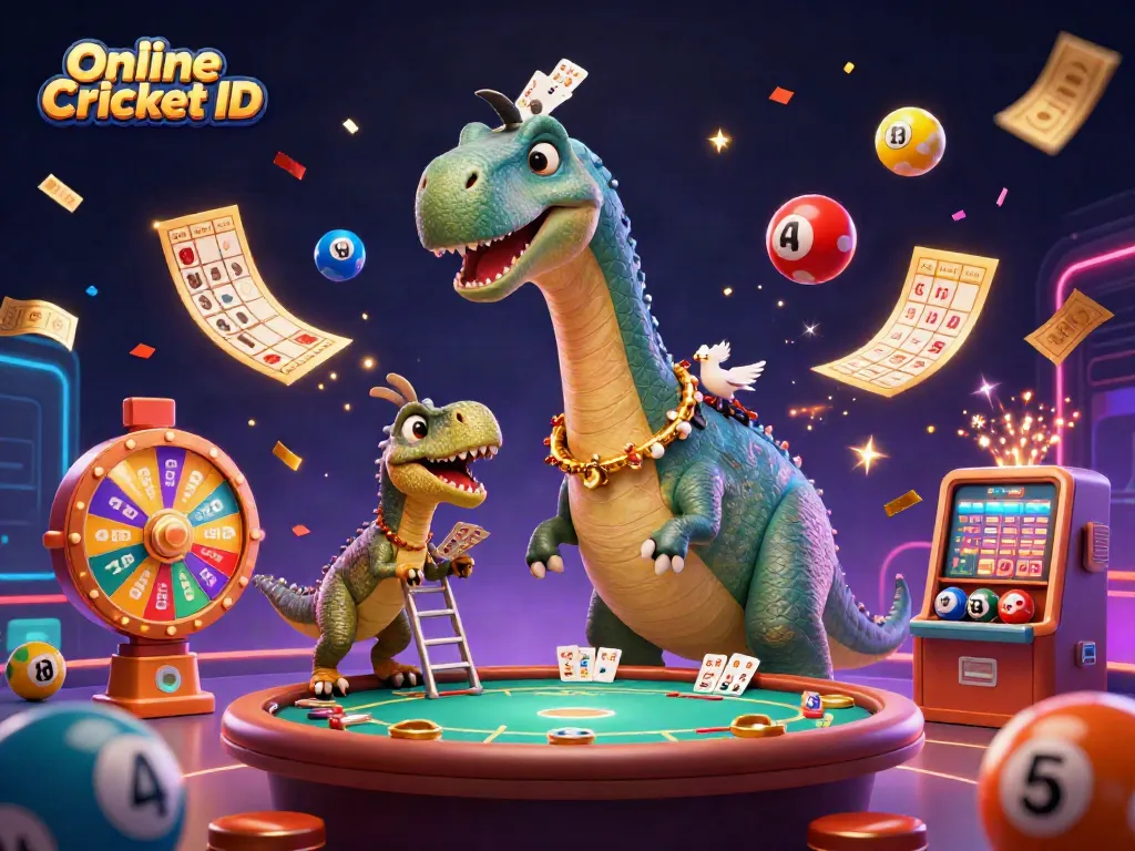 Experience the thrill of Online Cricket ID with vibrant casino elements and characters in action.