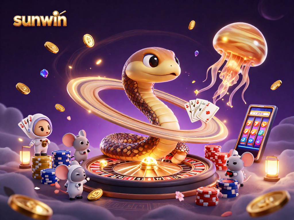 Experience thrilling bets with sunwin's cosmic casino scene featuring vibrant characters and dynamic elements.