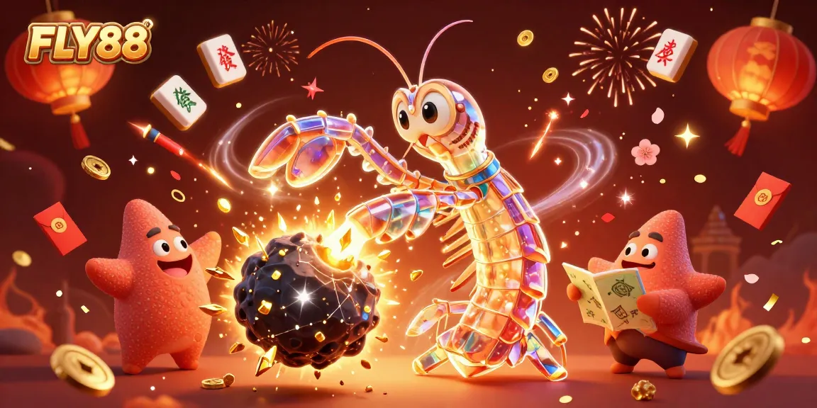 Experience FLY88 gaming excitement with a dynamic casino adventure scene showcasing vibrant characters and joyful gambling elements.