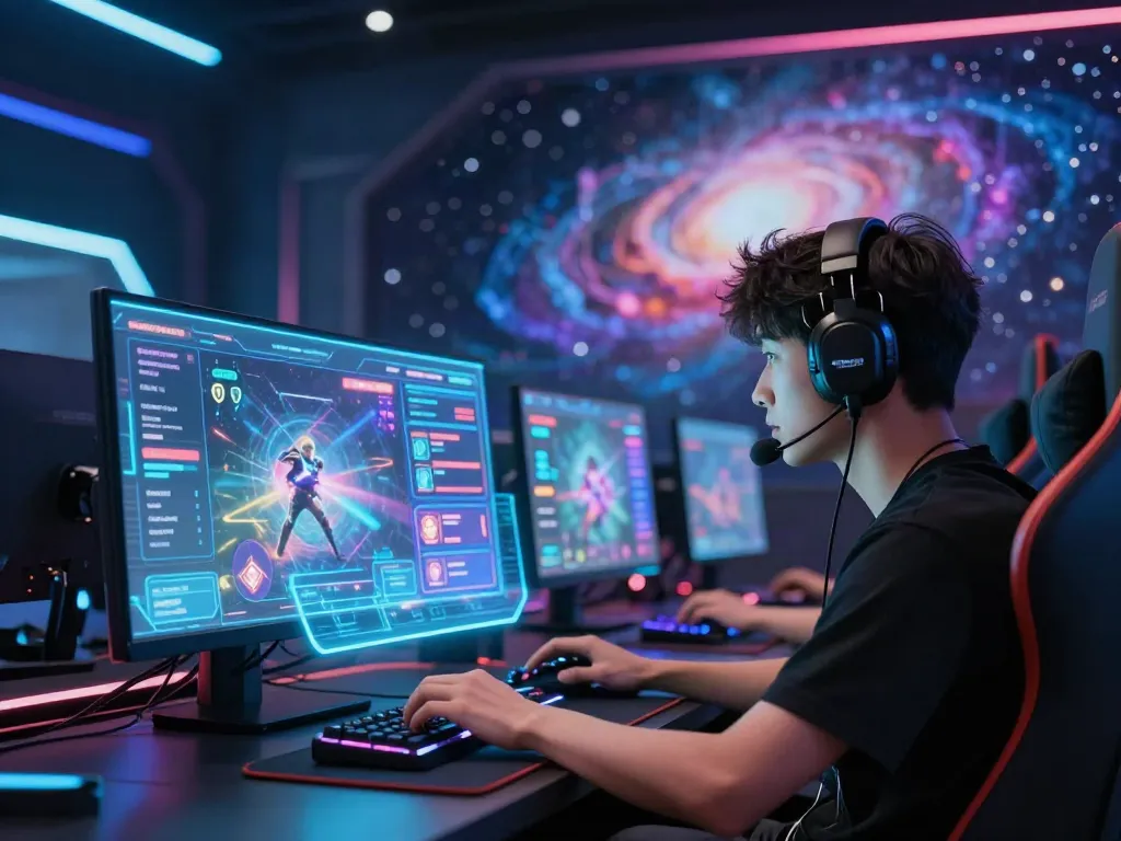 Experience thrilling gaming with luxury111, showcasing a player's immersive cosmic gaming environment.