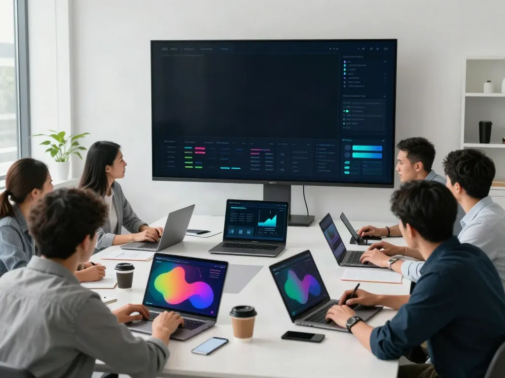 A80 information platform showcased in a collaborative tech workspace with diverse professionals discussing innovative ideas.