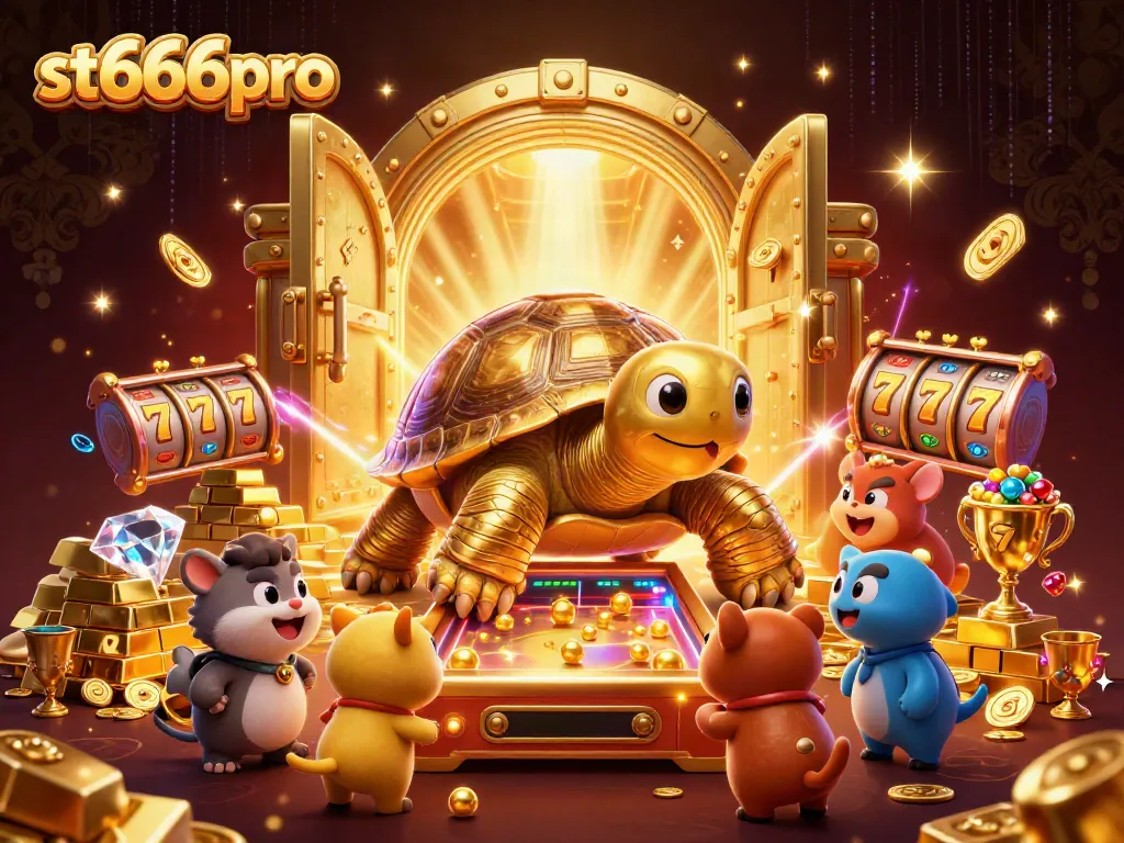 Experience thrilling wins at st666pro with exciting 3D casino action featuring golden tortoise and treasures.