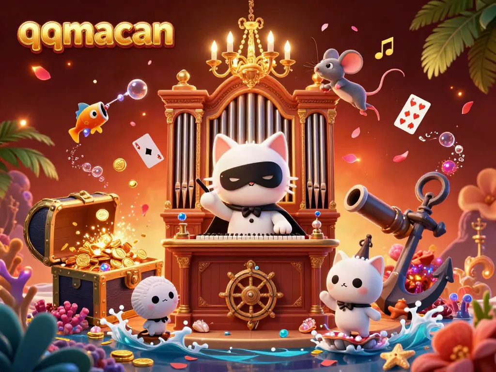 Experience thrilling gaming adventures with qqmacan, in this vibrant casino-themed illustration.