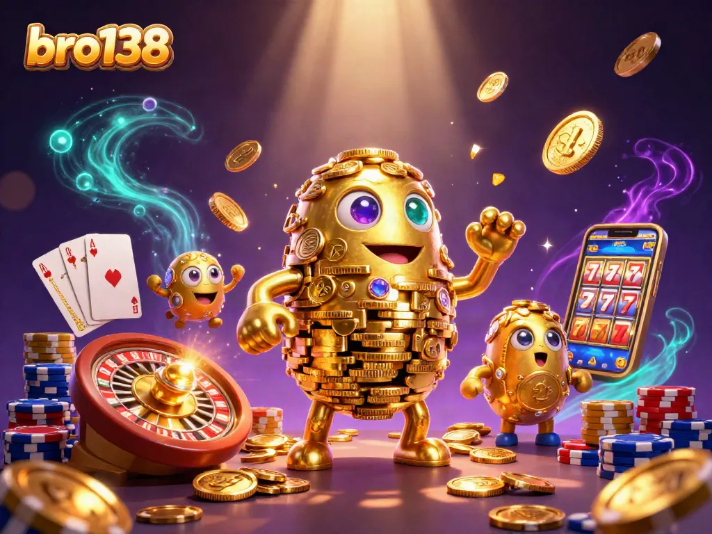 Experience thrilling wins at bro138 with dynamic slot machines and a dazzling gold golem centerpiece.