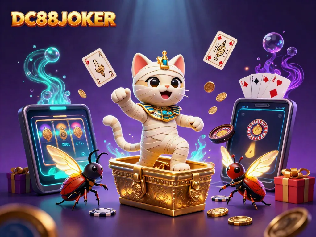Engage in the vibrant slots scene at DC88JOKER featuring colorful characters in a pyramid casino.