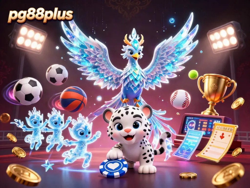 Engage in the thrilling world of pg88plus with a vibrant 3D casino illustration, showcasing dynamic gaming elements.
