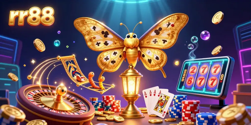 Experience winning gameplay with rr88, featuring a vibrant 3D casino scene filled with exciting elements.