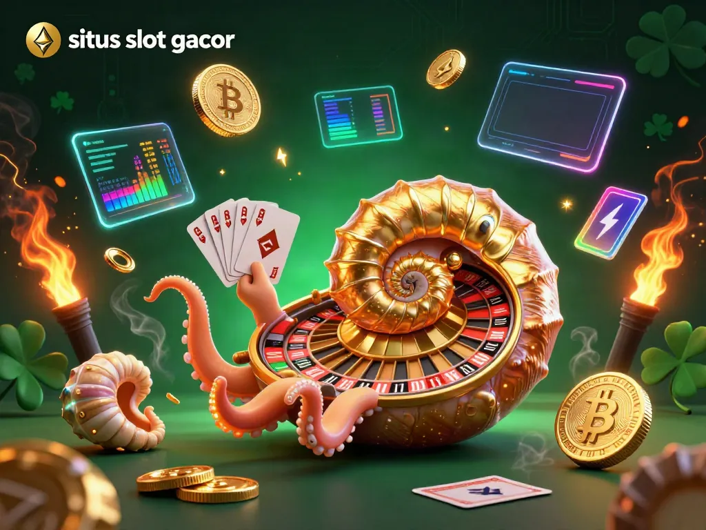 Experience winning spins with situs slot gacor featuring a captivating 3D scene of a nautilus roulette wheel.
