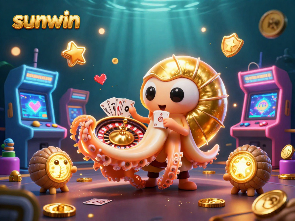 Experience vibrant casino thrills with sunwin's engaging games and a lively 3D nautilus character.