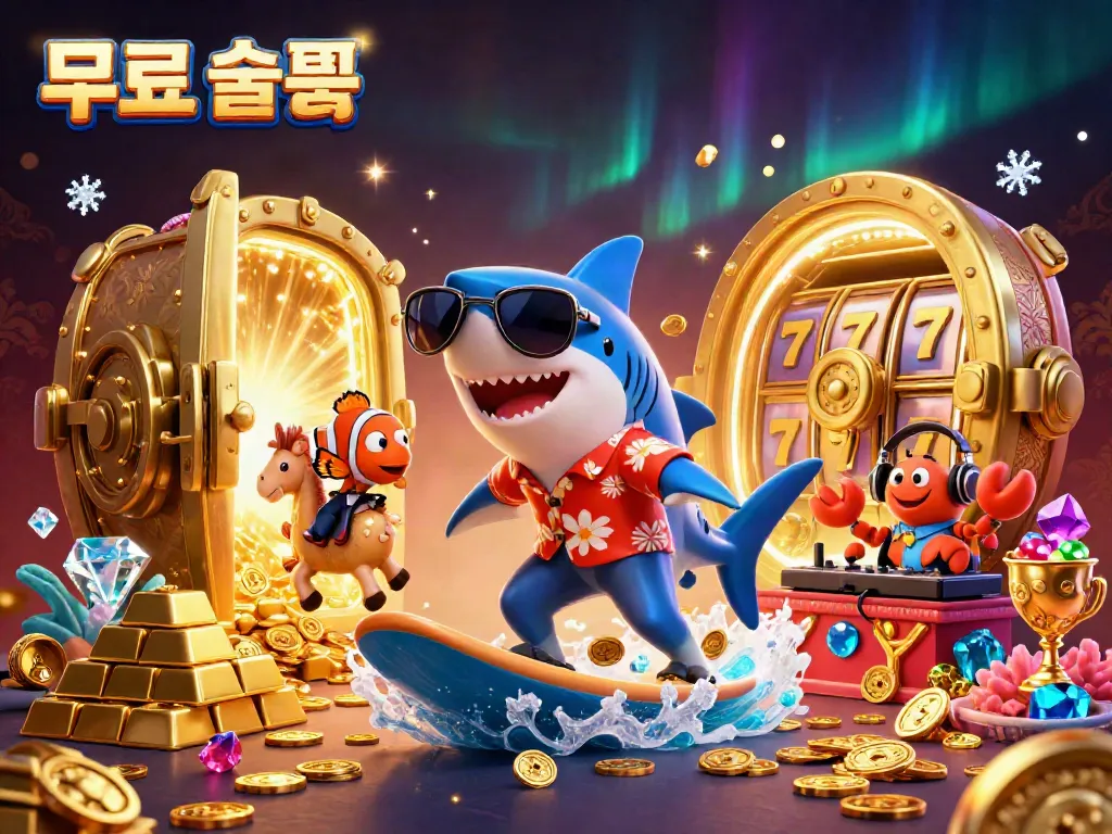 무료슬롯 체험을 즐기는 귀여운 상어와 친구들의 다채로운 모습