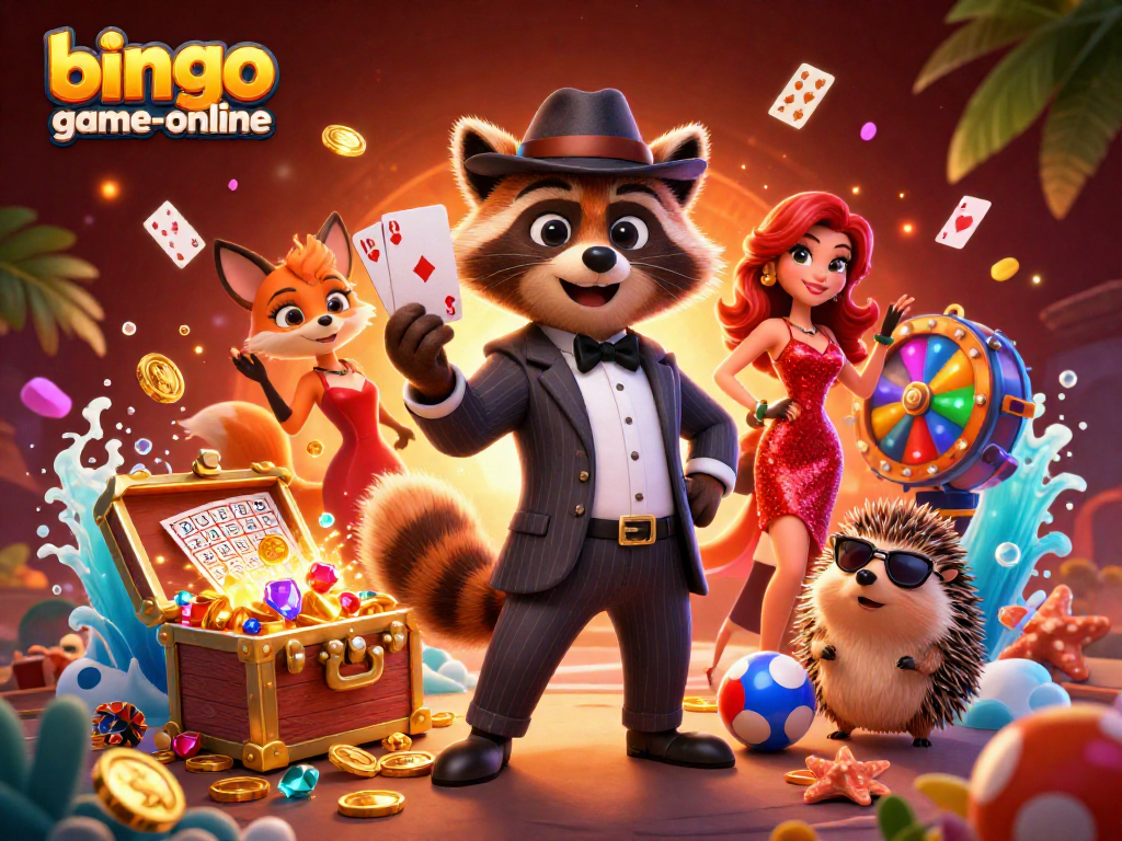 Experience exciting gameplay with bingo-game-online in this vibrant 3D illustration featuring lively casino elements.