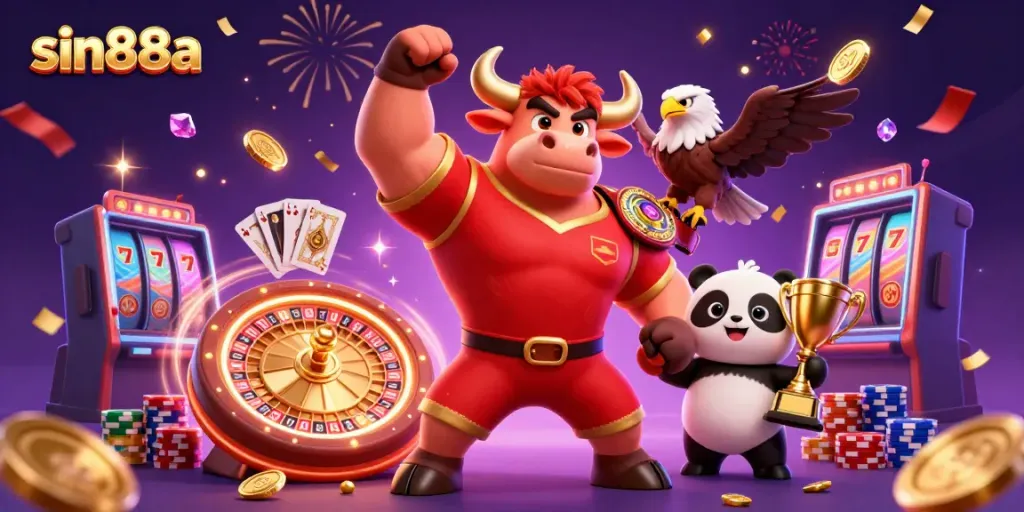 Experience thrilling action with sin88a's vibrant 3D casino scene featuring iconic characters.