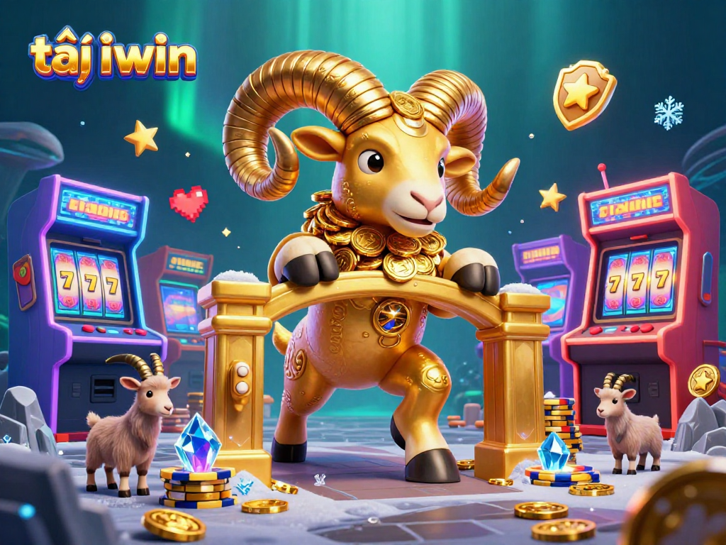 Engage in fun gaming adventures with tải iwin illustrated by a dynamic golden ram and arcade elements.