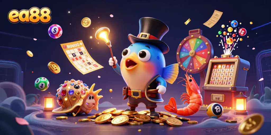 ea88 thu hút những đồng tiền vàng trong một bầu không khí sôi động của một sòng bạc ảo